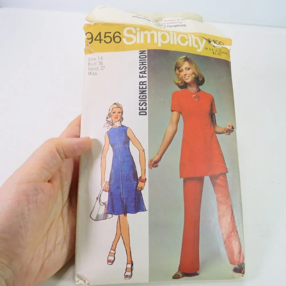 Simplicity 9456 Clothing Pattern Size 14 Dress, Pants straight leg